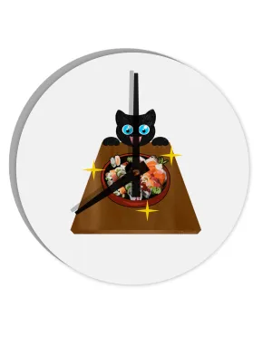Anime Cat Loves Sushi 10 InchRound Wall Clock  by TooLoud