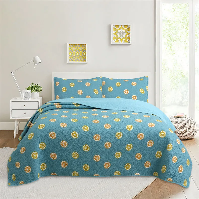 Bohemian Lemon Cotton 3 Piece Bedspread Embroidery Bedding Set