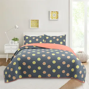 Bohemian Lemon Cotton 3 Piece Bedspread Embroidery Bedding Set
