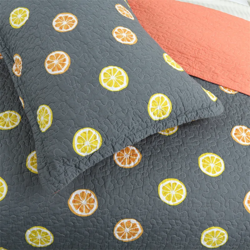 Bohemian Lemon Cotton 3 Piece Bedspread Embroidery Bedding Set