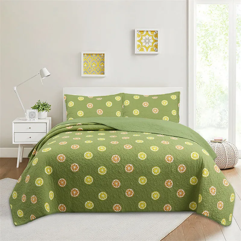 Bohemian Lemon Cotton 3 Piece Bedspread Embroidery Bedding Set
