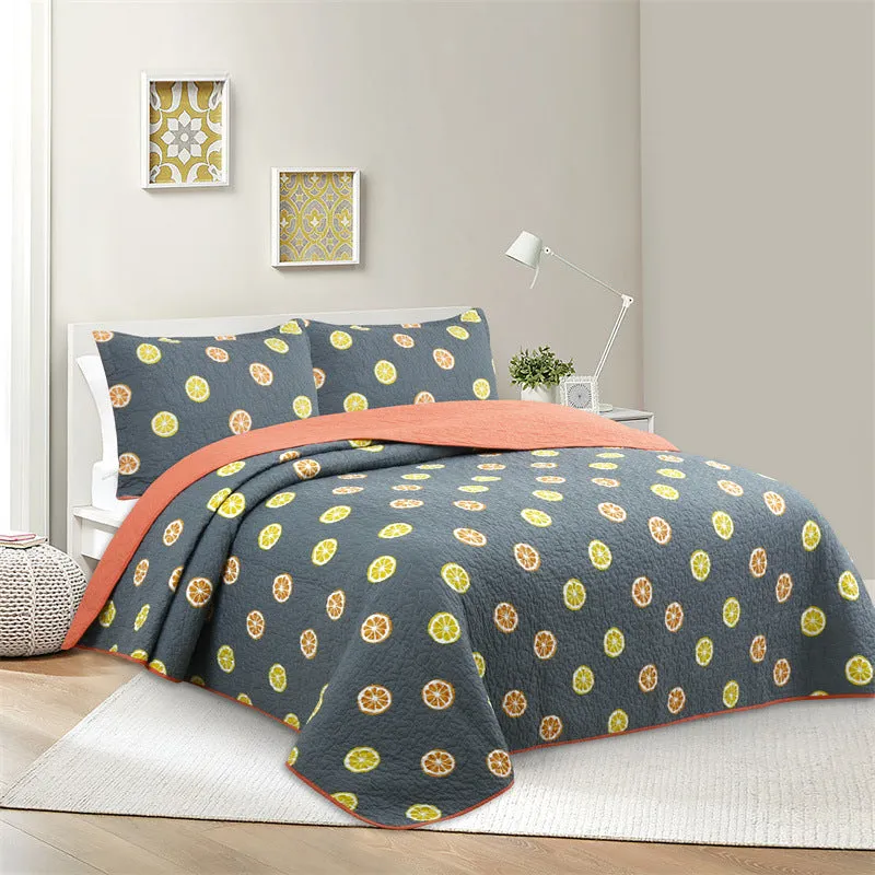 Bohemian Lemon Cotton 3 Piece Bedspread Embroidery Bedding Set