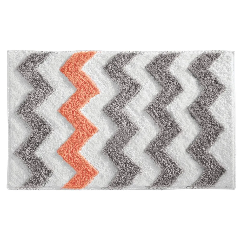 Chevron Rug 34 x 21 Light Gray/Coral