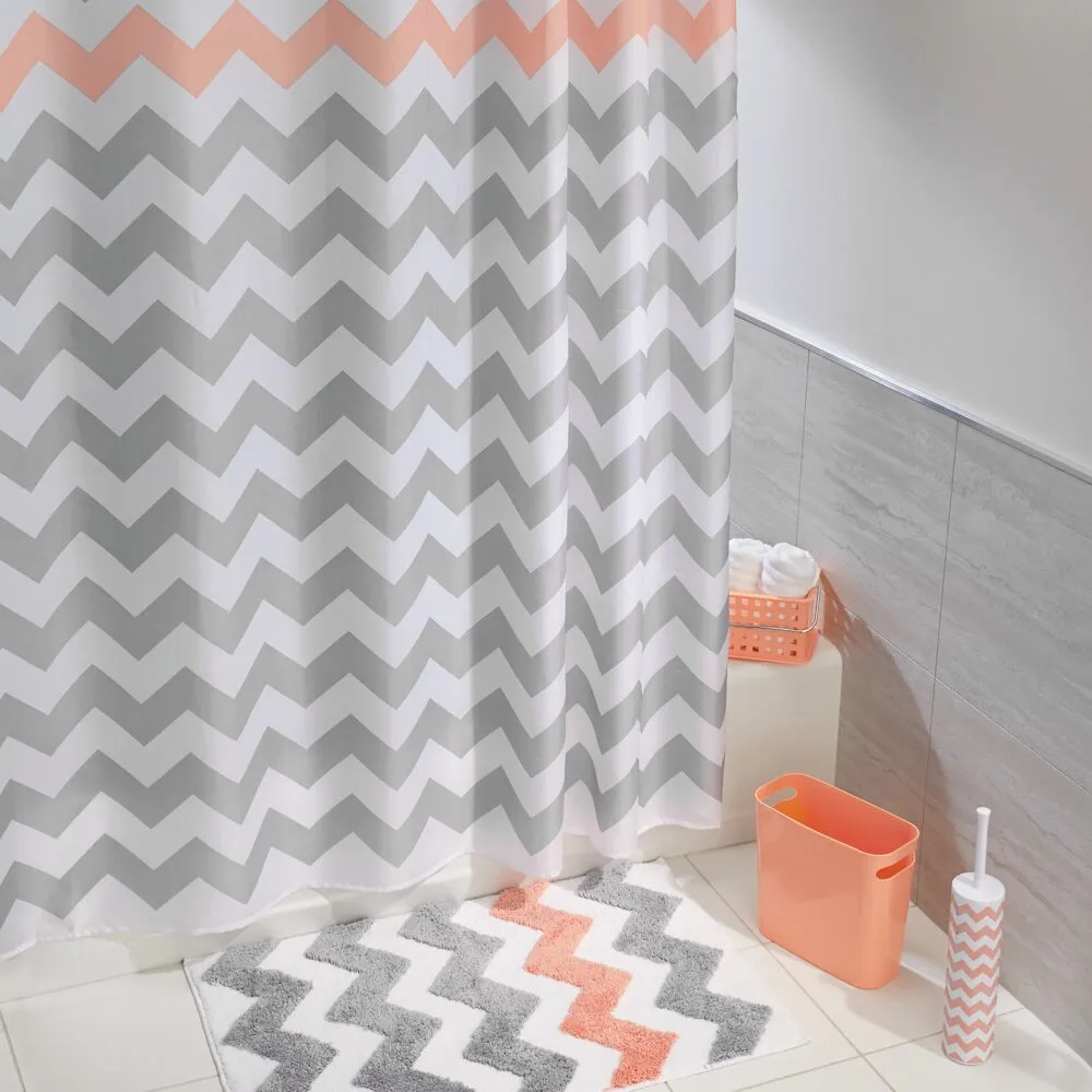 Chevron Rug 34 x 21 Light Gray/Coral