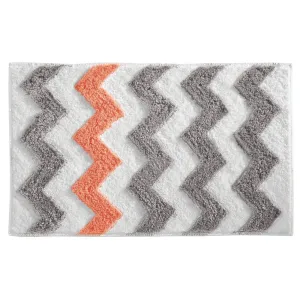 Chevron Rug 34 x 21 Light Gray/Coral