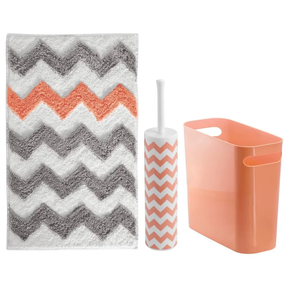 Chevron Rug 34 x 21 Light Gray/Coral