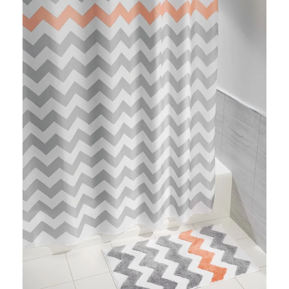 Chevron Rug 34 x 21 Light Gray/Coral