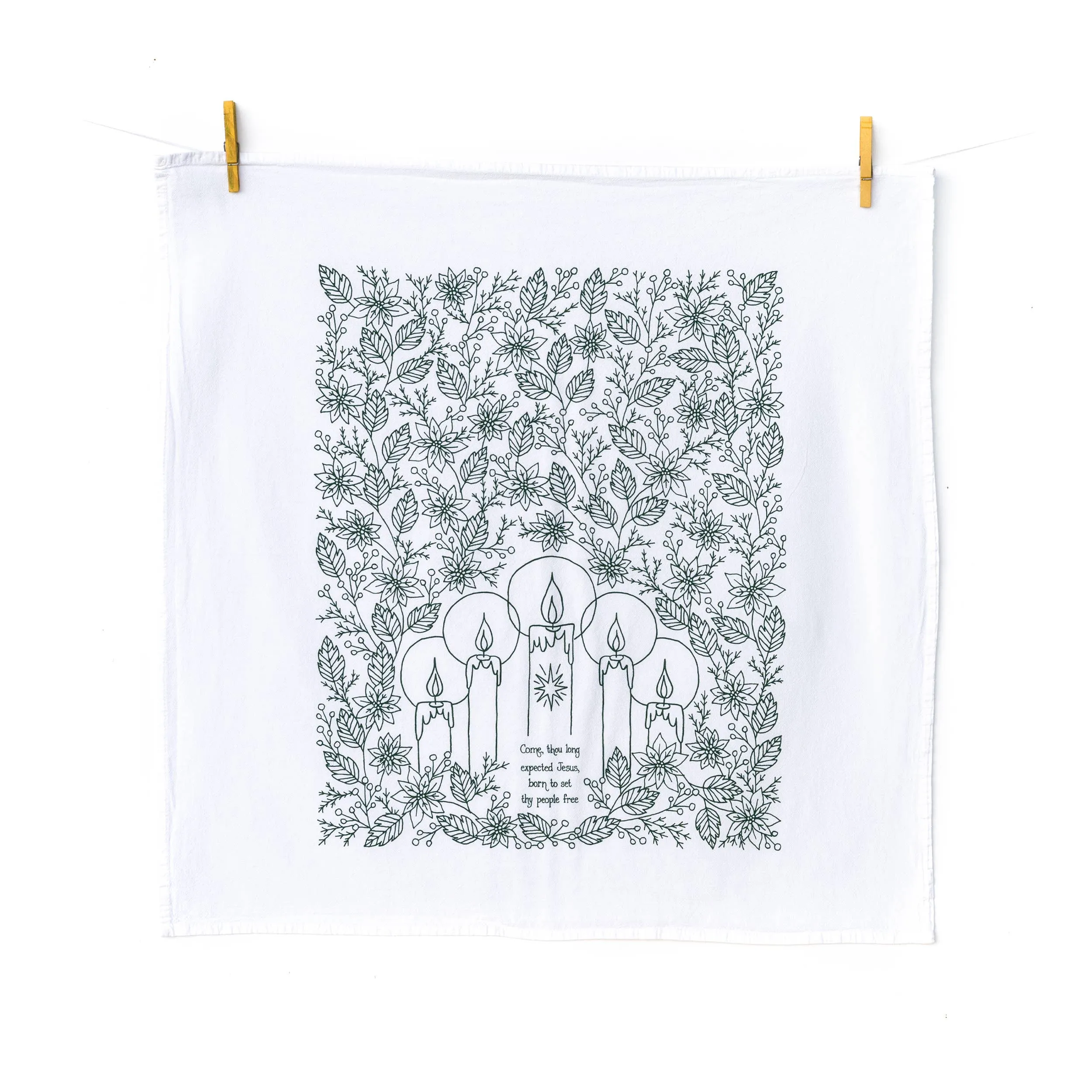 Come Thou Long Expected Jesus Christmas Hymn Tea Towel
