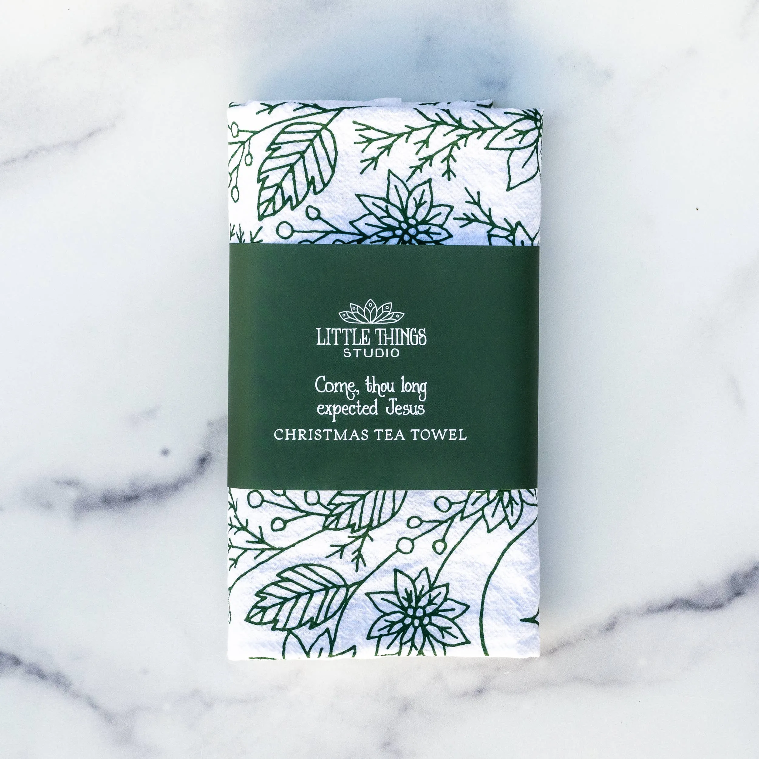 Come Thou Long Expected Jesus Christmas Hymn Tea Towel