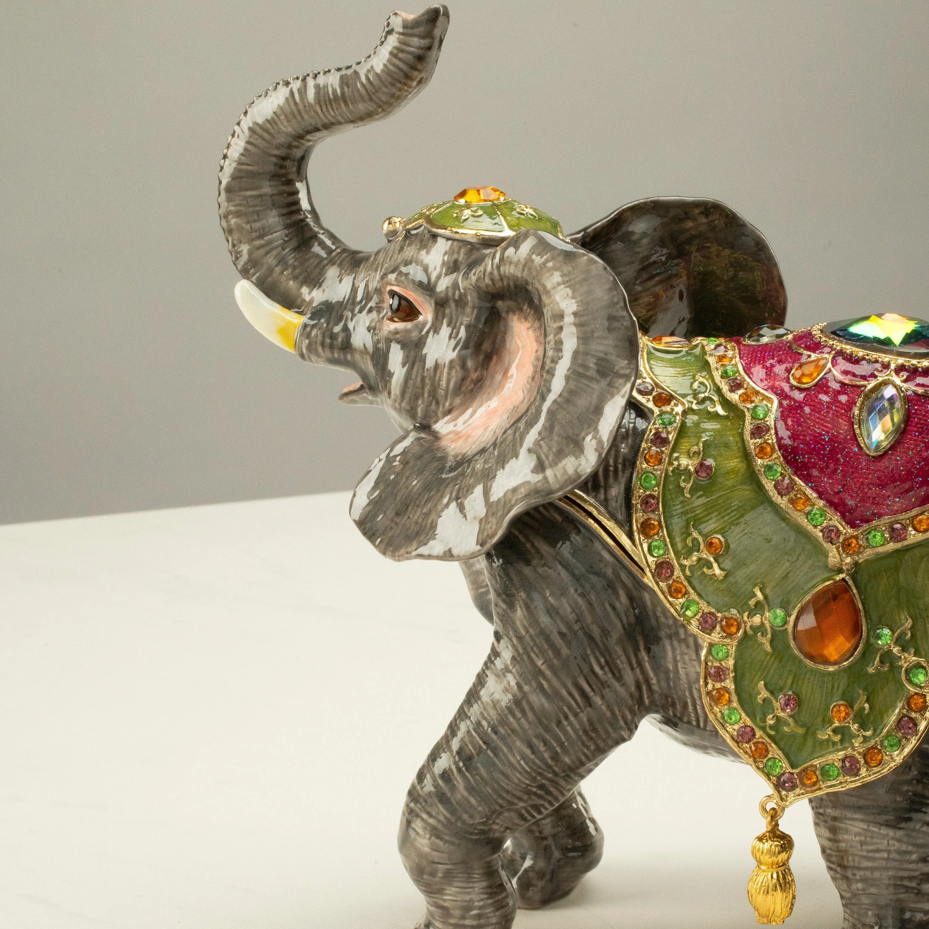 Elephant Figurine Keepsake Box made with Crystals