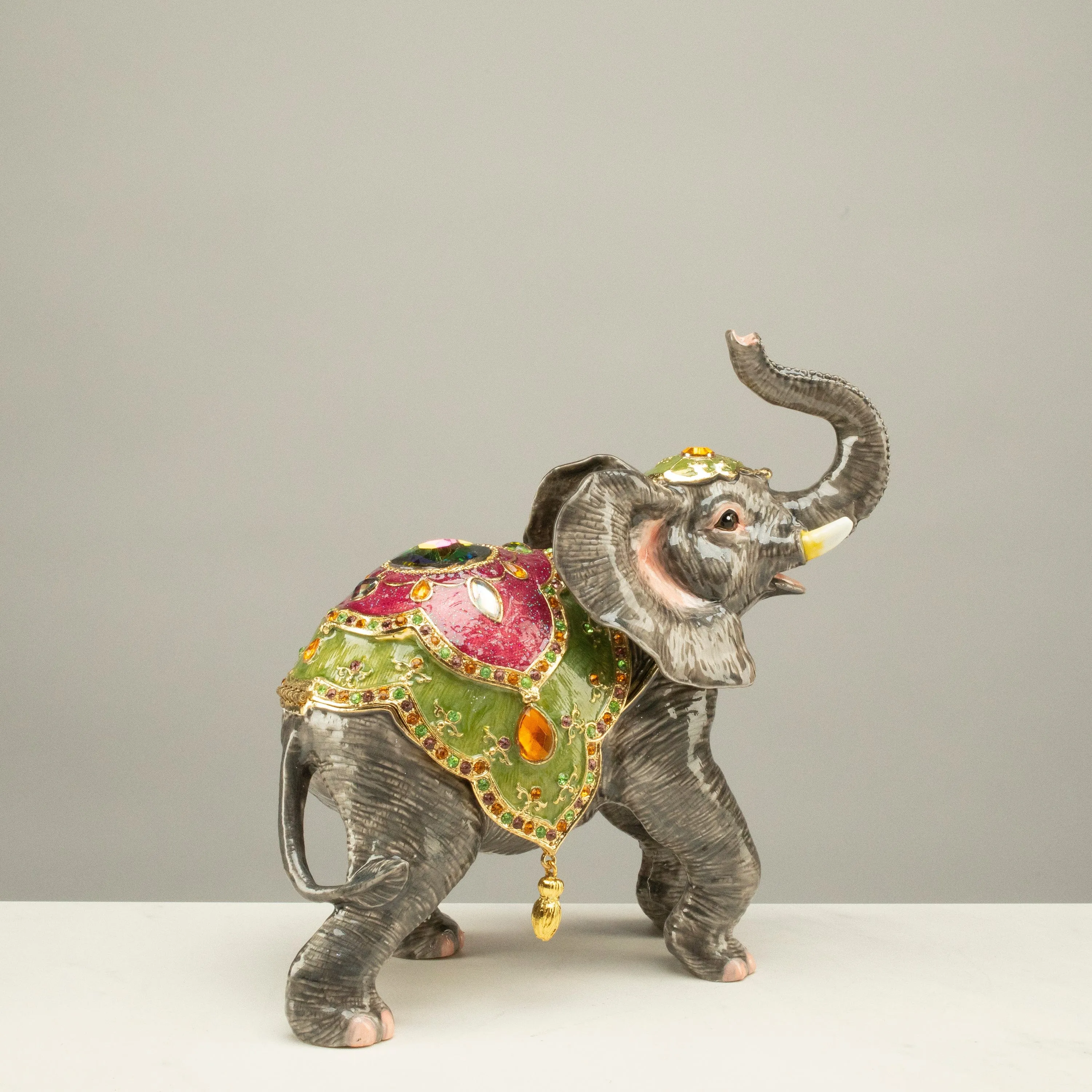 Elephant Figurine Keepsake Box made with Crystals
