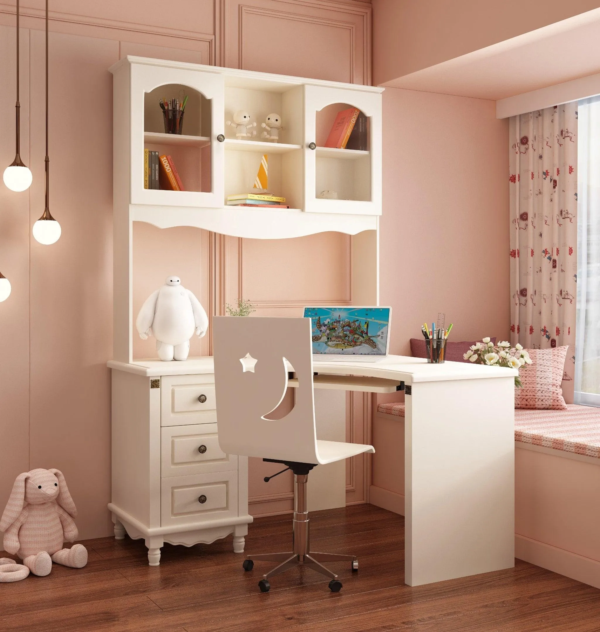 HB Rooms Pure Ivory Study Desk (258#)