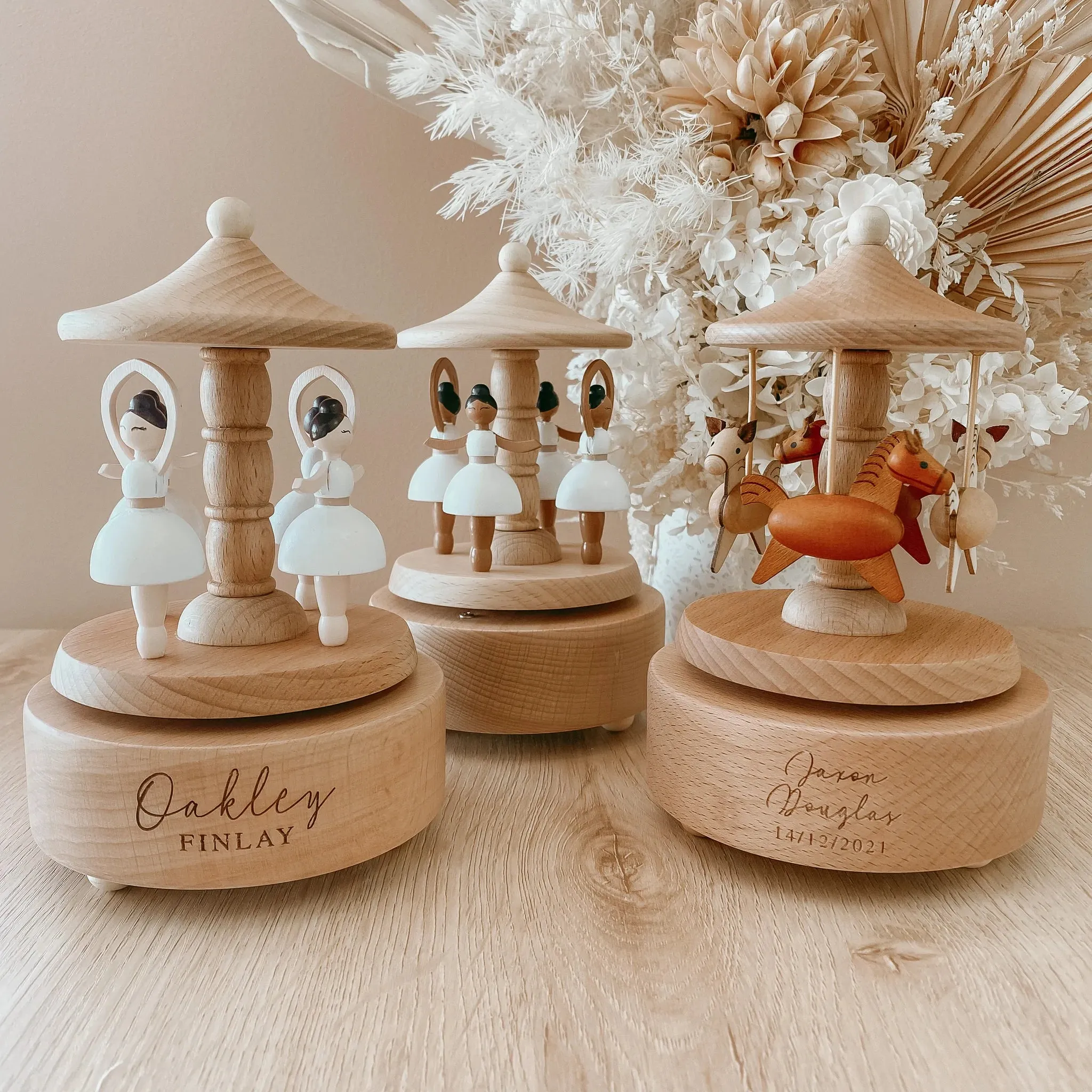 Heirloom Wooden Musical Carousel - Horses