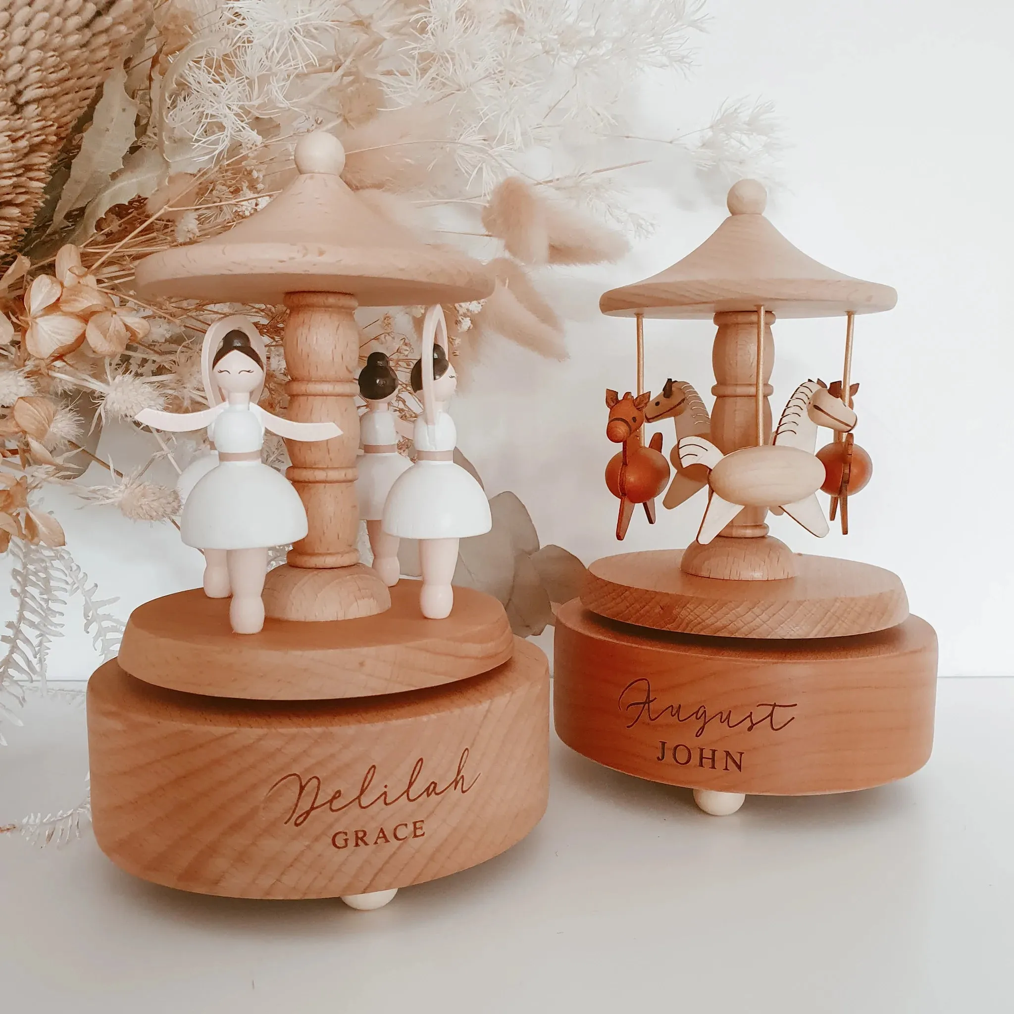 Heirloom Wooden Musical Carousel - Horses