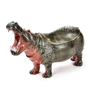 Hippo Figurine Keepsake Box made with Crystals