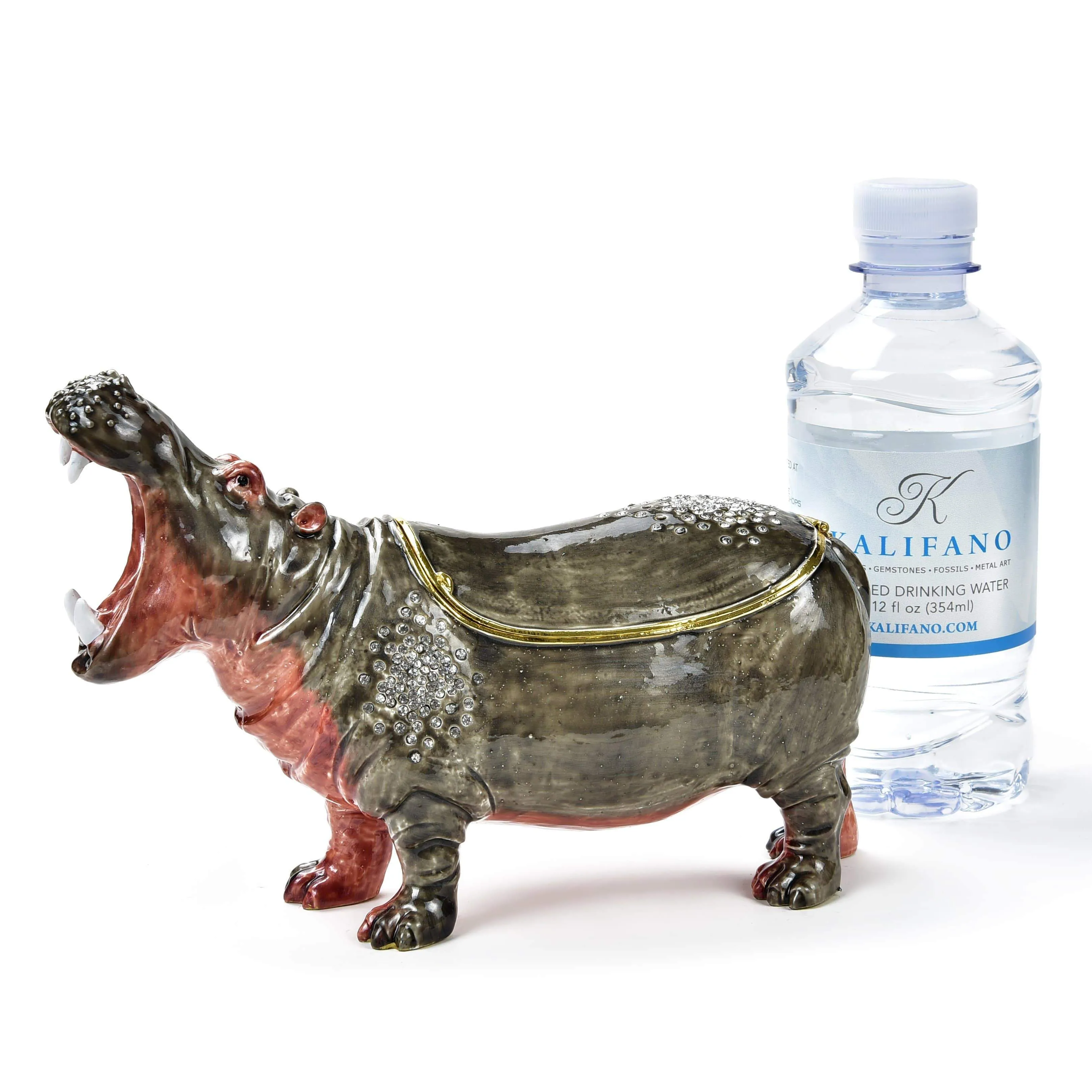 Hippo Figurine Keepsake Box made with Crystals