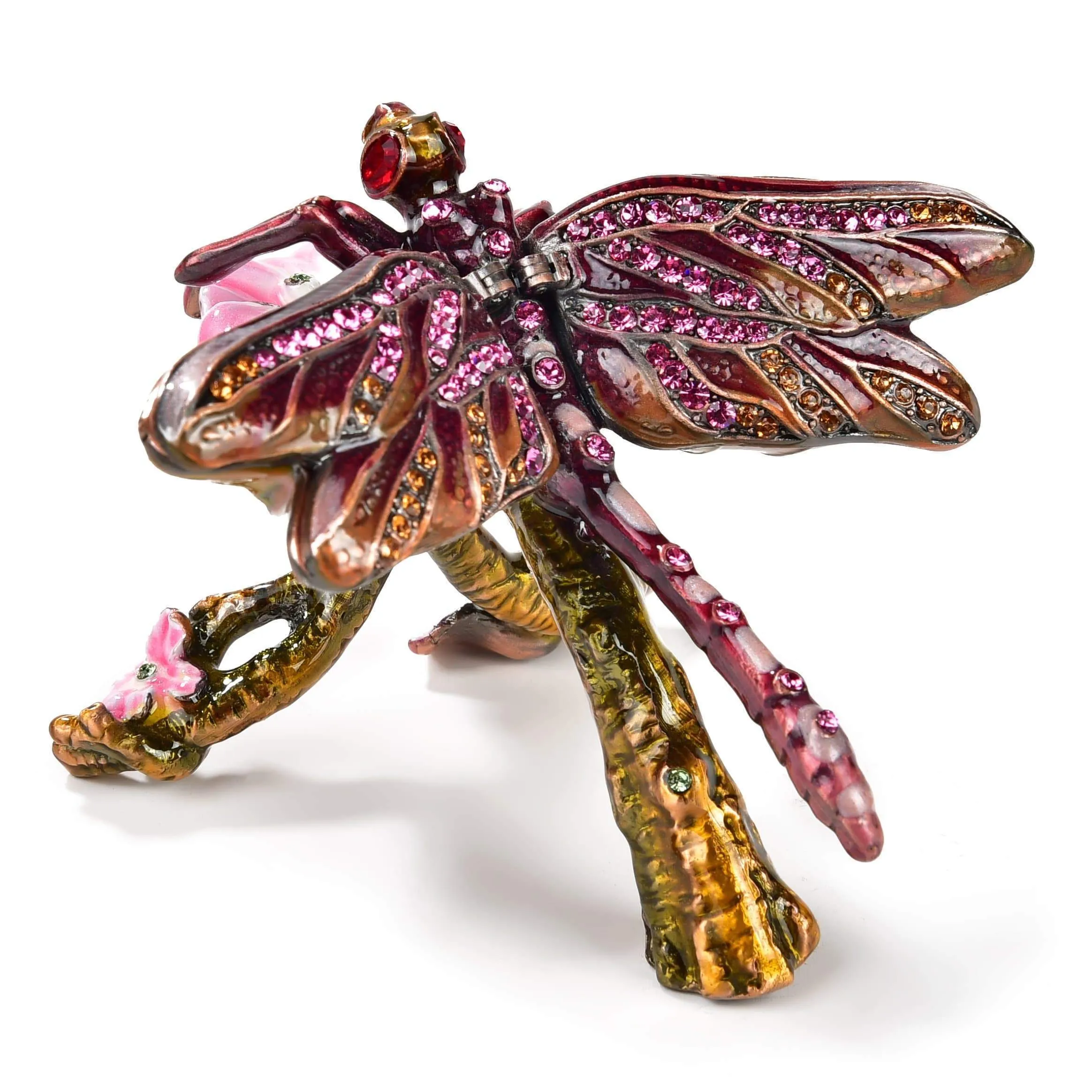 Pink & Purple Dragonfly Crystal Figurine Keepsake Box