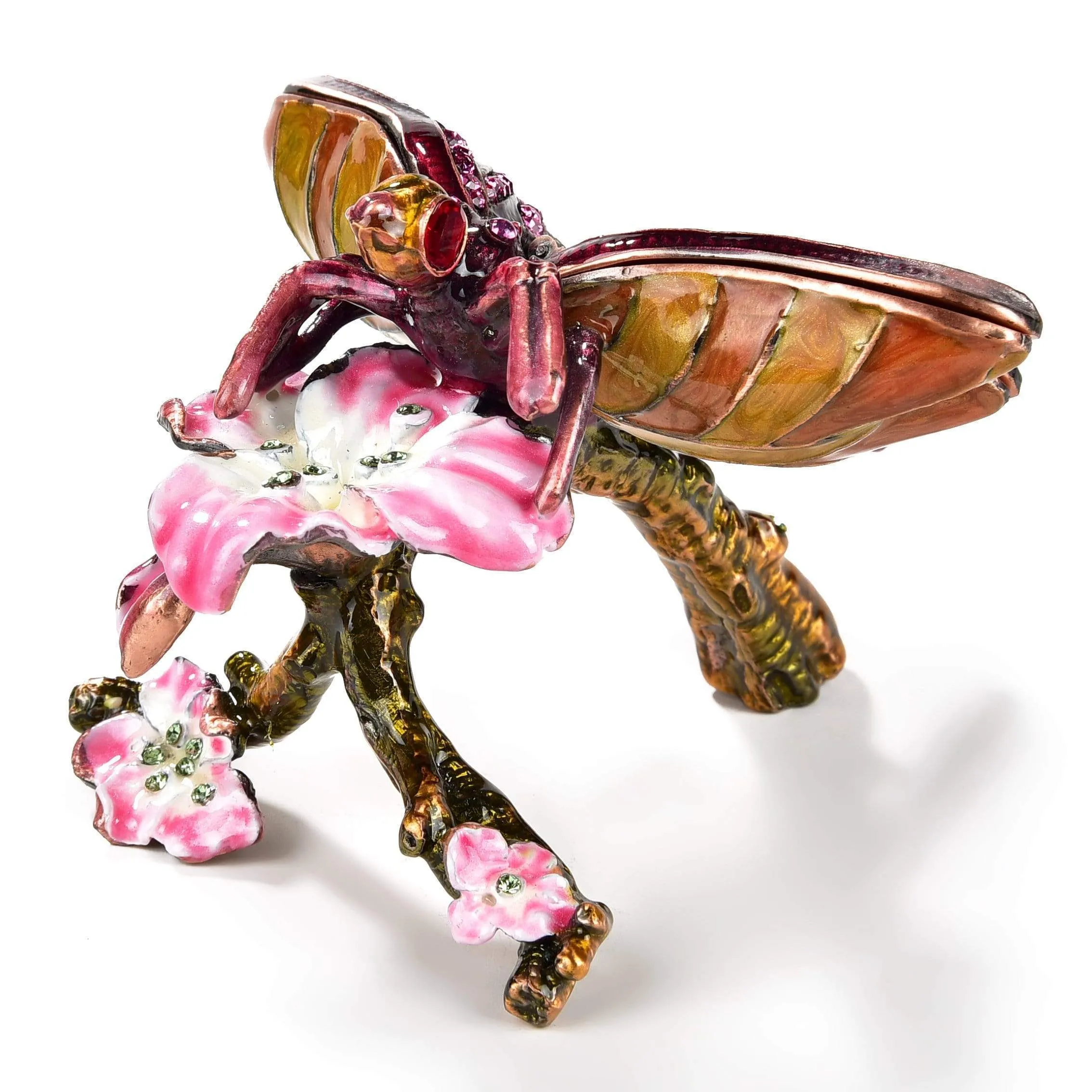 Pink & Purple Dragonfly Crystal Figurine Keepsake Box
