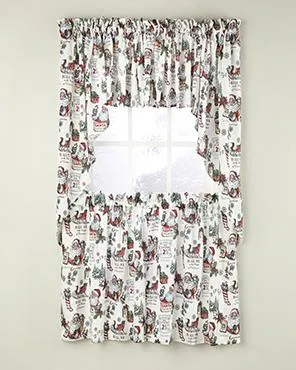 Santa Klaus Kitchen Tiers, Swags and Valance