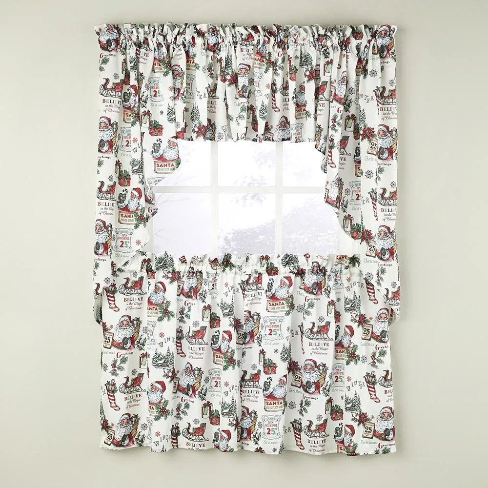 Santa Klaus Kitchen Tiers, Swags and Valance
