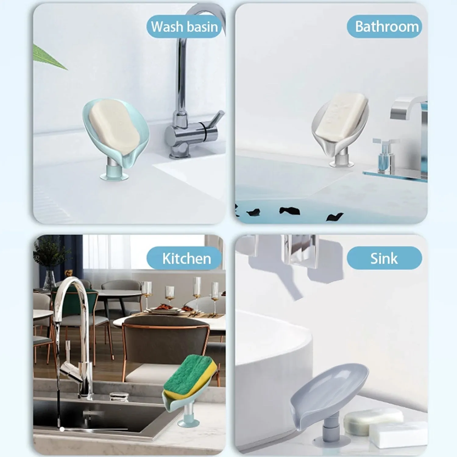 Self Draining Soap Holder for Bathroom Leaf Shape Soap Dish Kitchen Soap Tray