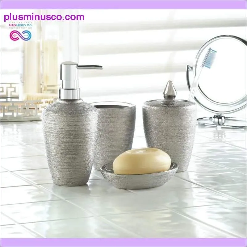 Silver Shimmer Bath Accessory Set ll Plusminusco.com