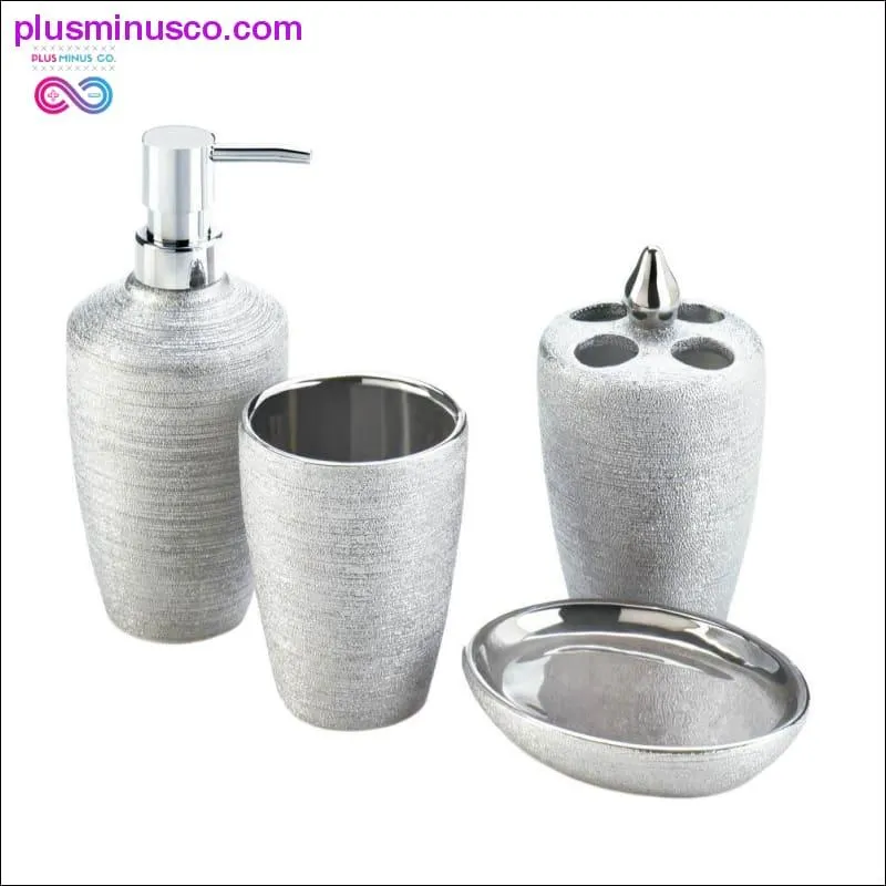 Silver Shimmer Bath Accessory Set ll Plusminusco.com