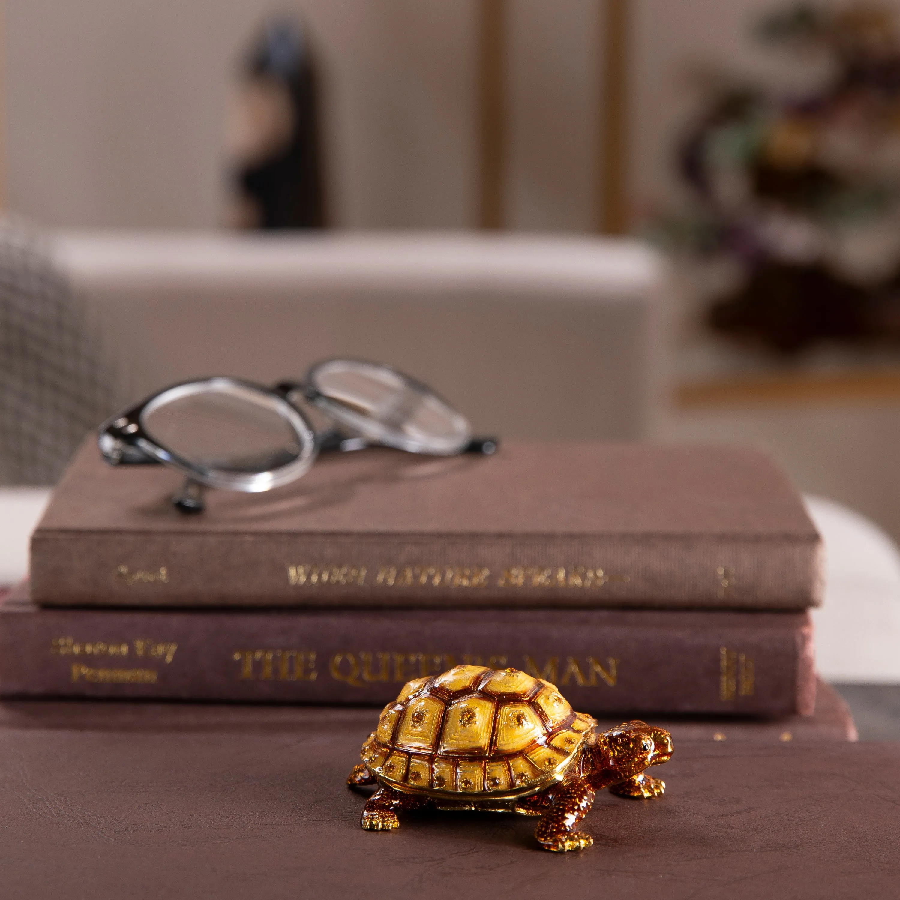 Tortoise Figurine Keepsake Box made with Crystals