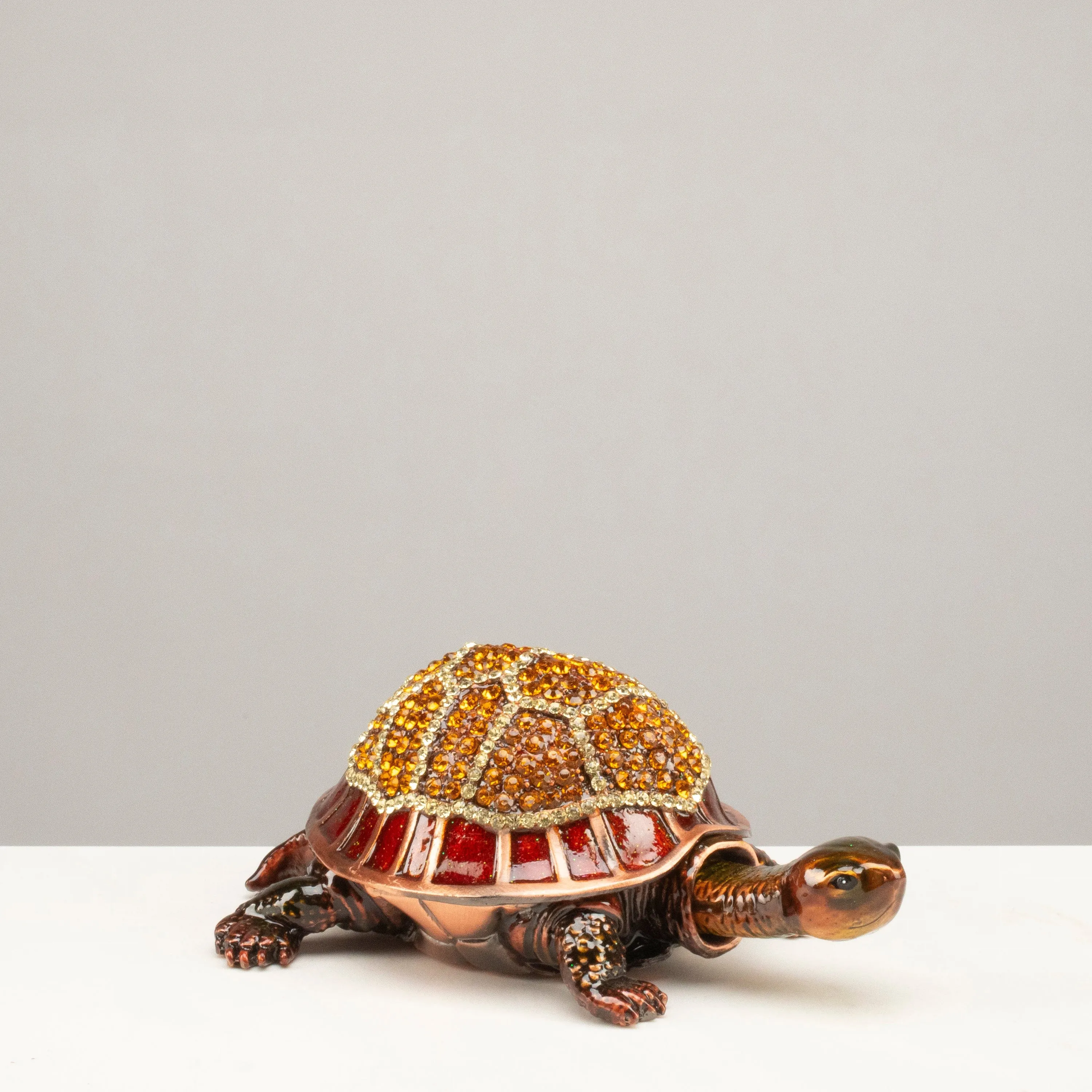 Tortoise Figurine Keepsake Box made with Crystals
