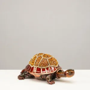 Tortoise Figurine Keepsake Box made with Crystals