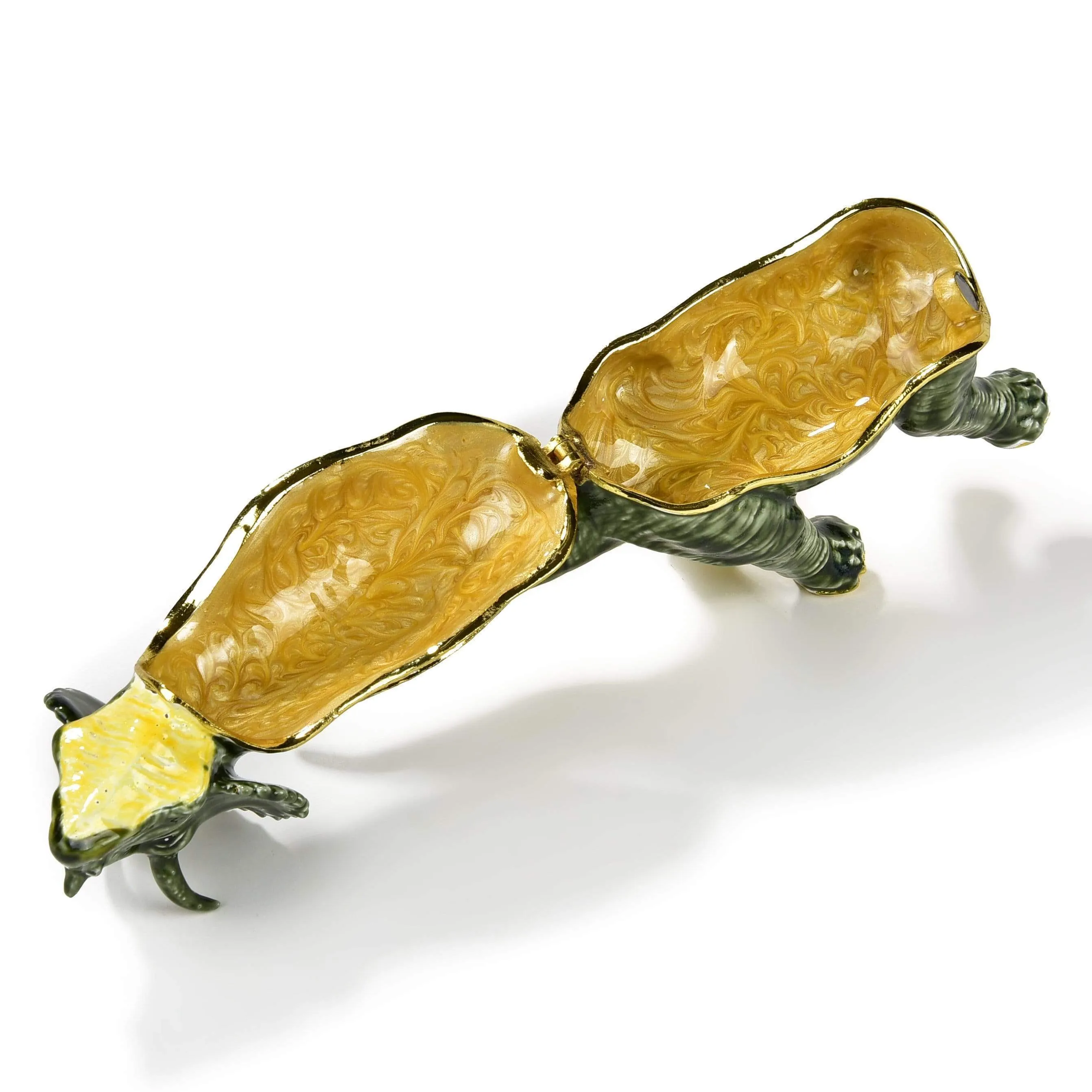Vanity Green Triceratops Figurine Keepsake Box made with Crystals
